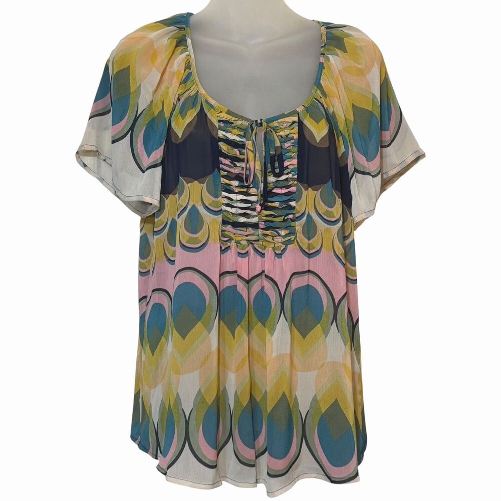 Daniel Rainn Boho Sheer Blouse M Flowing Festival Beach Hippie Top Tunic Shirt